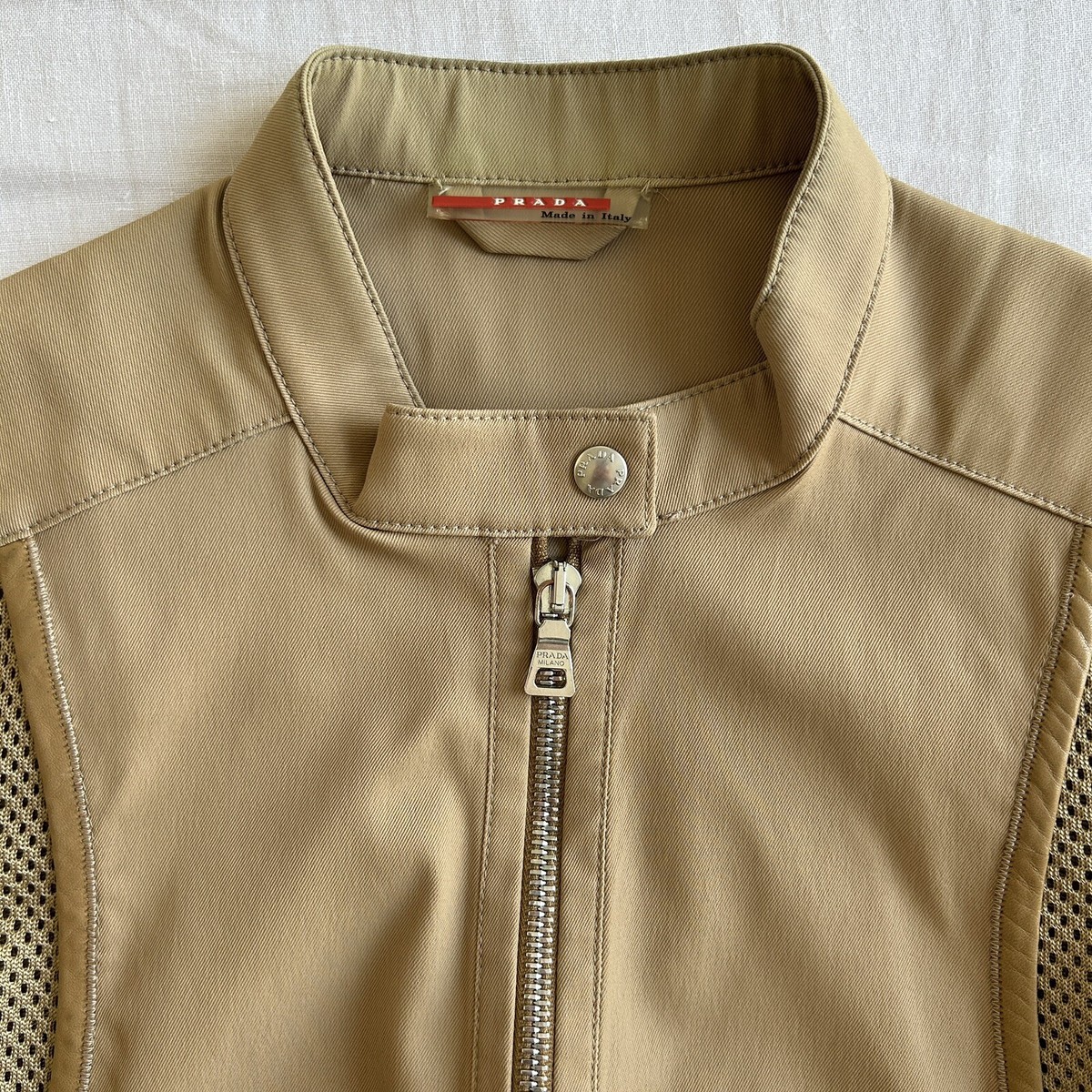 Vintage Prada Sport Nylon Leather Mesh Riders Jacket Motorcycle 