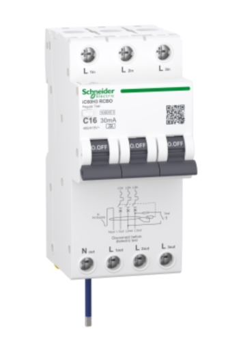 Schneider Electric - RCBO 3P+Ns C Curve 16A 30mA A type / A9DC1916 - Afbeelding 1 van 3