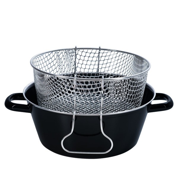 Riess Classic Schwarzemaille Pommes-Frites-Pfanne 24 Cm Mit Einsatz - Emaille-image