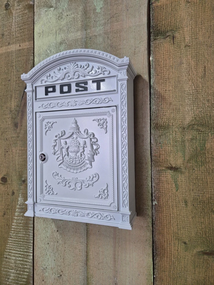 Briefkasten Wandbriefkasten weiß rustikal Antik Stil Alu 45cm Postkasten - Bild 2 von 4