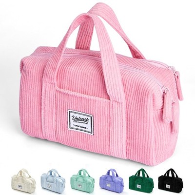 Light Pink Corduroy Pencil Case Pouch Large Capacity Aesthetic Pen Organizer