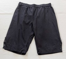 women's shorts size XL black elastic waistband pull-on pockets polyester mix