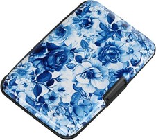 RFID Blocking Credit Cards Holder Aluminum Wallet Metal ID Case for Men Women Bl