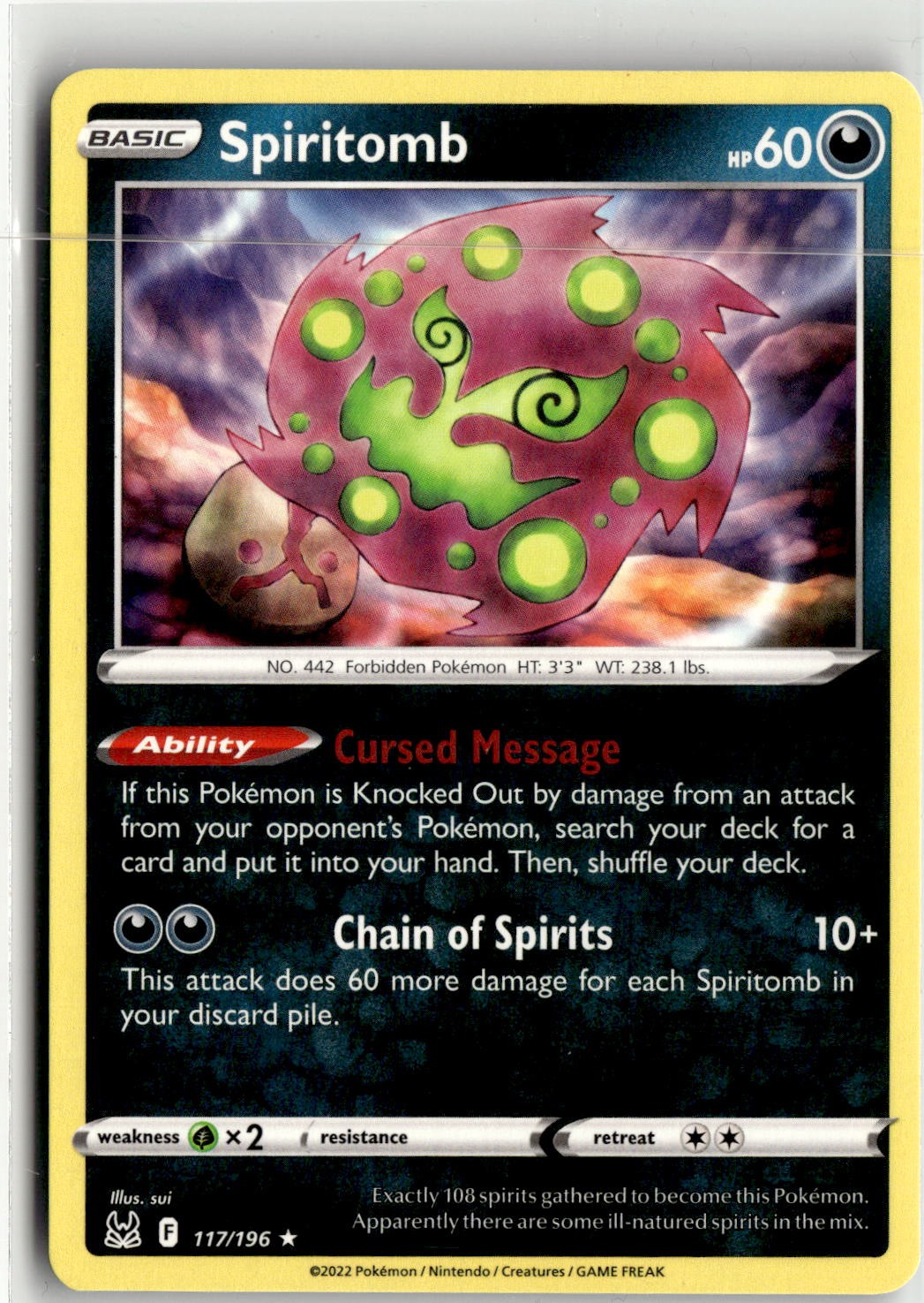 2022 Sword & Shield Lost Origin Spiritomb 117/196 LP