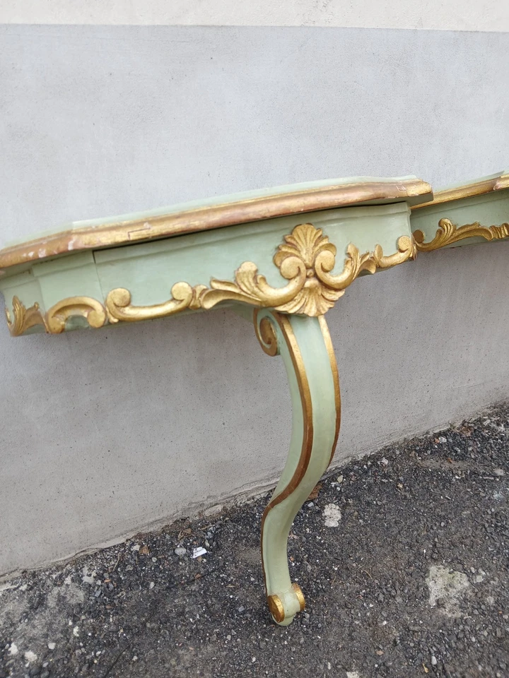 COPPIA MENSOLINE LACCATE VENEZIANE - FIORI DIPINTI -  BAROCCHETTO - 1940 EMILIA - Immagine 3 di 4