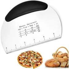 Heavy Duty Stainless Steel Dough Scraper Pastry Cutter Chopper with Measuring