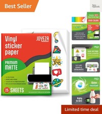 Printable Vinyl Sticker Paper for Inkjet Printer - 25 Sheets Matte White Wate...