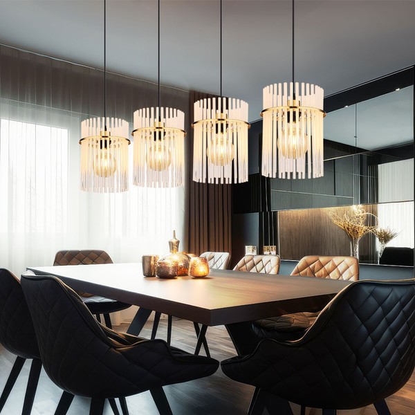 HäNgelampe Pendelleuchte Esszimmerlampe GlasstäBe 4 Flammig Gold Led H 140 Cm-image