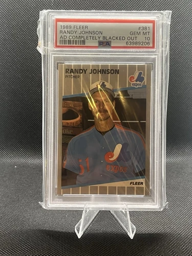 1989 FLEER #381 RANDY JOHNSON RC AD COMPLETELY BLACKED OUT PSA 10