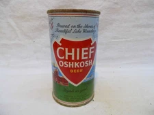 CHIEF OSHKOSH (2 LINE) FLAT TOP BEER CAN~OSHKOSH BRG, OSHKOSH, WIS