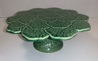 Green Bordello Pinheiro Geranium Leaf Pedestal Cake Stand w/ Decorated Base 8 