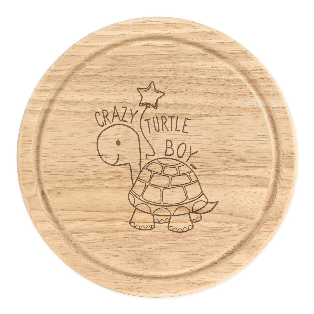 Crazy Turtle Boy Round Chopping Cheese Board Animal Son Childrens Kids Funny