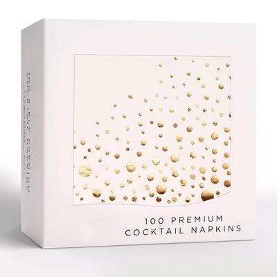 Disposable Gold Napkins, 100 Count, 3 Ply, Cocktail Party, White