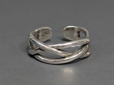 925 Sterling Silver Braided Ring Size 6 Adjustable