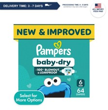 Baby Disposable Diapers Size 6 Leakproof Absorbent Wetness Indicator 64 Pack