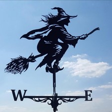 Vintage Style Metal Black Witch Weathervane Weather Vane Outdoor Farm Decor