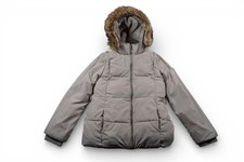 Vintage Abercrombie  Fitch Puffer Jacket Youth 11/12 Beige Hooded Fleece Lined