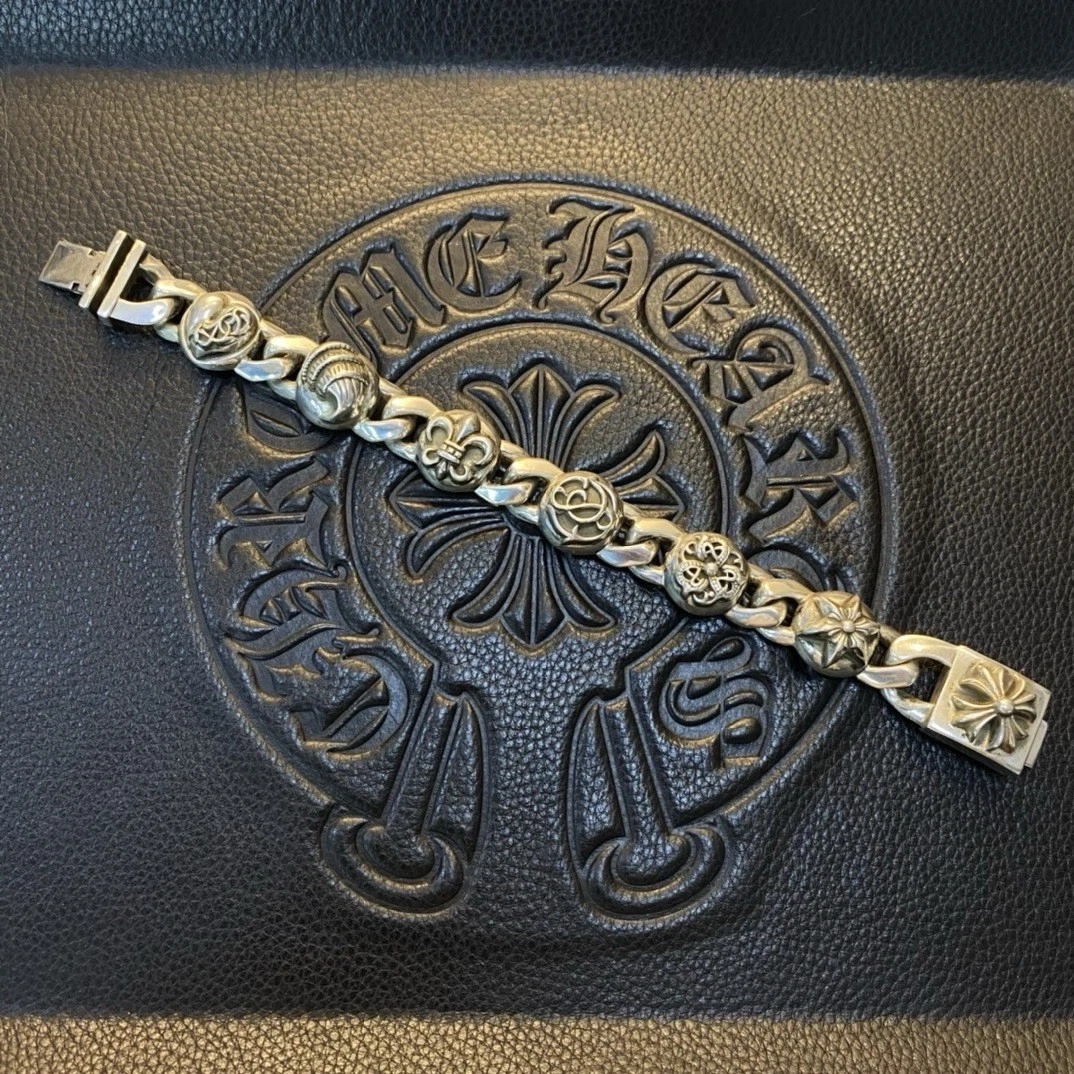 CHROME HEARTS bracciale stile cuori cromati 8 pollici