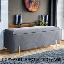 Ottoman Storage Box Plain Design Velvet Blanket Toy Pouffe Bench Footstool