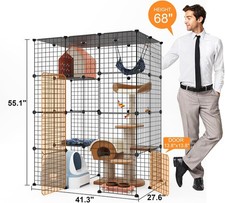 Large Cat Cage Enclosure Indoor DIY Cat Playpen Detachable Metal Wire Kennels