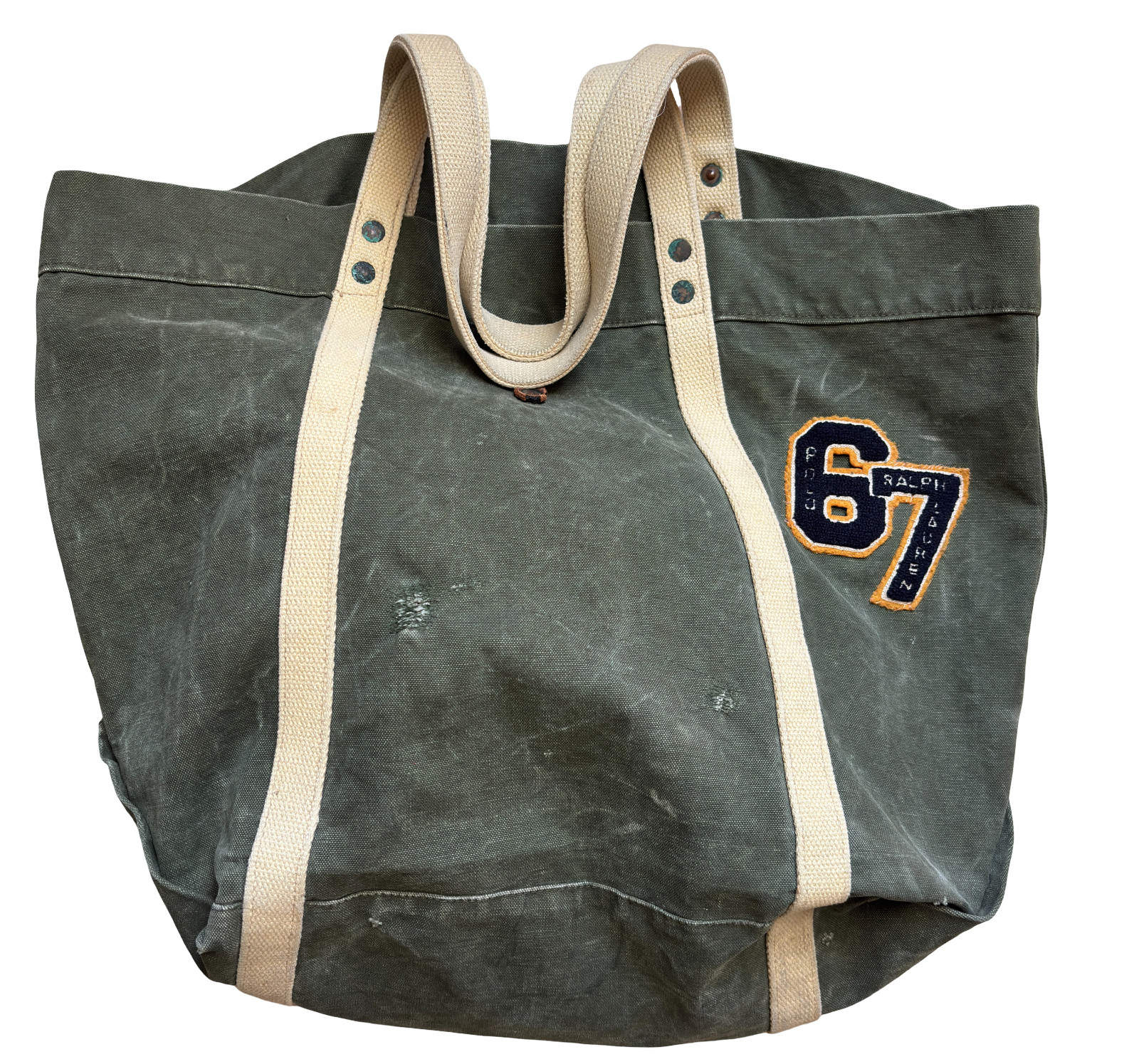 RRL Ralph Lauren Double RL Canvas Large  Military Travel Tote Bag Patina 90s VTG