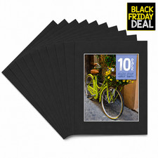 10 Pack 16x20 Black Picture Mat Boards Fits 11x14 White Core Bevel Cut Framing