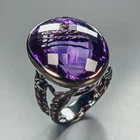 Gemstone 45 ct Natural Amethyst Ring 925 Sterling Silver Size 8.5 /R470210