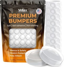 Vellax Cabinet Door Bumpers 128 Pcs - Clear Self Adhesive Pads for
