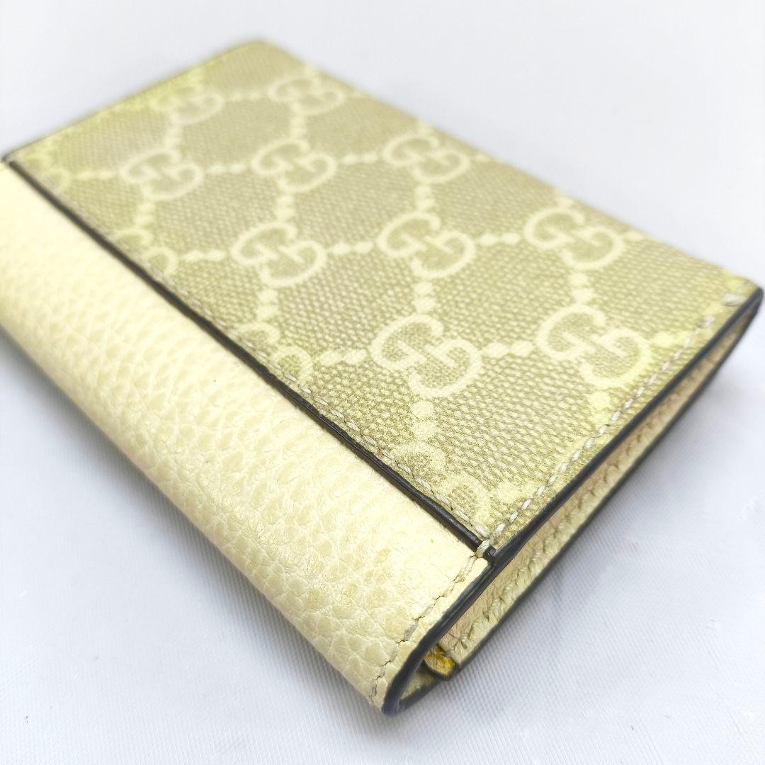 Gucci GG Supreme Card Case Beige Ivory Leather PVC Unisex thumbnail 8