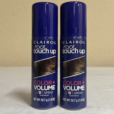 Clairol Root Touch-Up Color + Volume 2-in-1 Spray 1.8 oz Medium Brown Lot X2 New