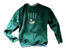 Disney Winnie the Pooh Sweatshirt Green Embroidered Adult Small