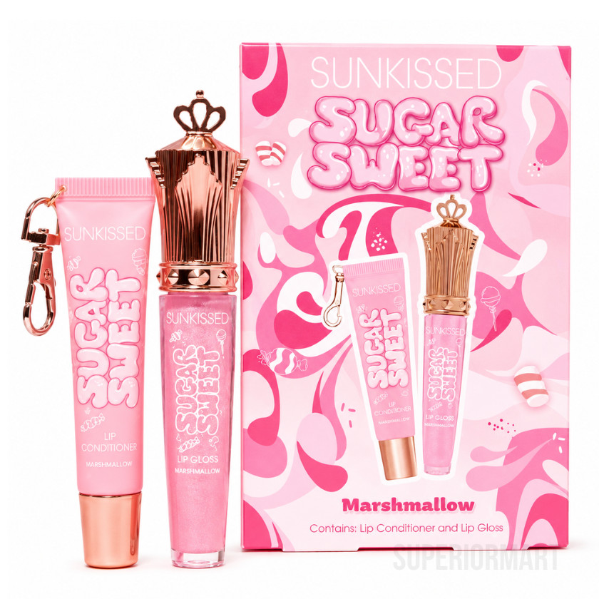 SUNKISSED LIP GLOSS & LIP CONDITIONER SUGAR SWEET MARSHMALLOW GIFT SET