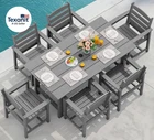 Outdoor HDPE Dining Table Set, 7-Piece Outdoor Dining Table Sets with Umbrella H