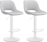 2Er Set Barhocker Camden Samt Weiß Hellgrau
