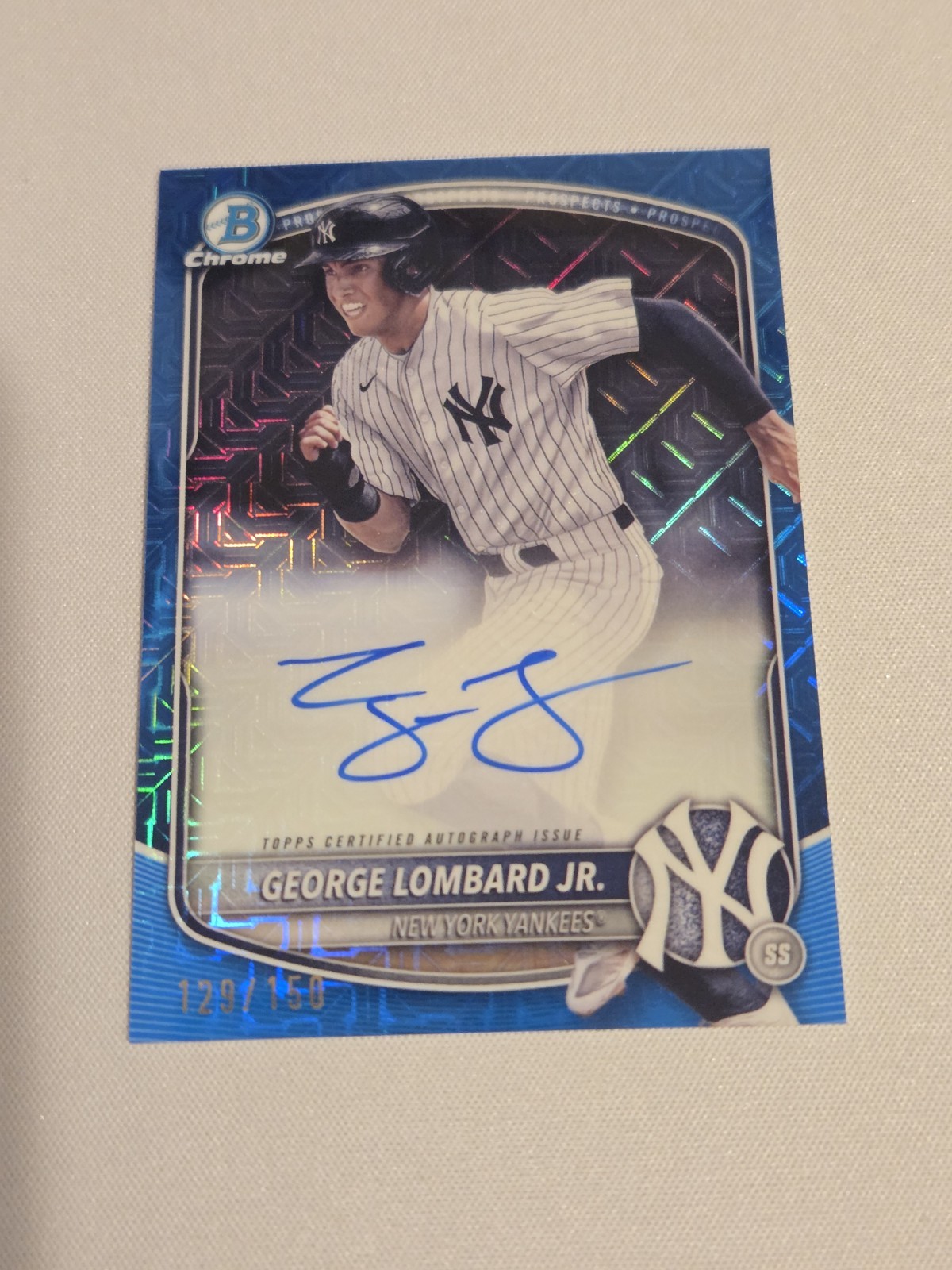 2025 Bowman Chrome Mega George Lombard Jr. #BMA-GL Blue Mojo Auto /150 Yankees
