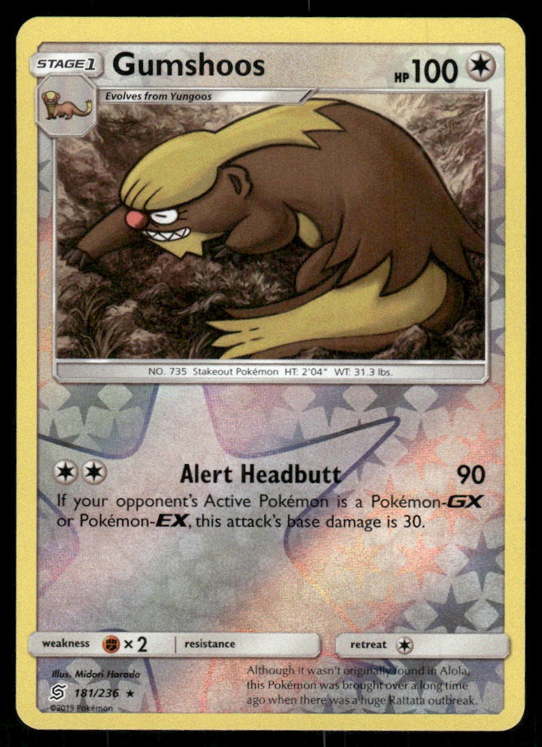 Gumshoos SM - Unified Minds [181/236] Rare Reverse Holofoil NM Pokemon