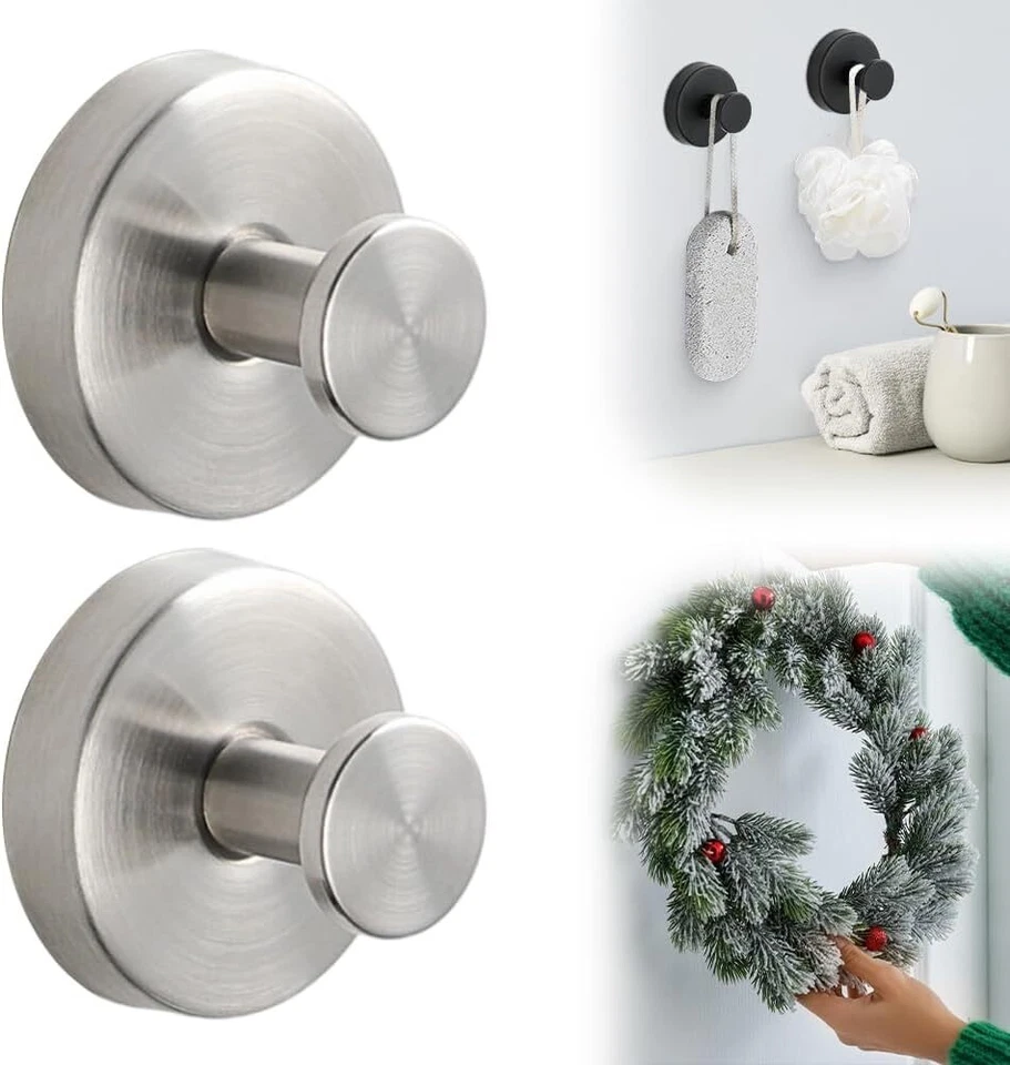 2× Strong Vacuum Suction Cup Hook Shower Towel Holder Hooks for Bathroom Kitchen - Image 2 of 4