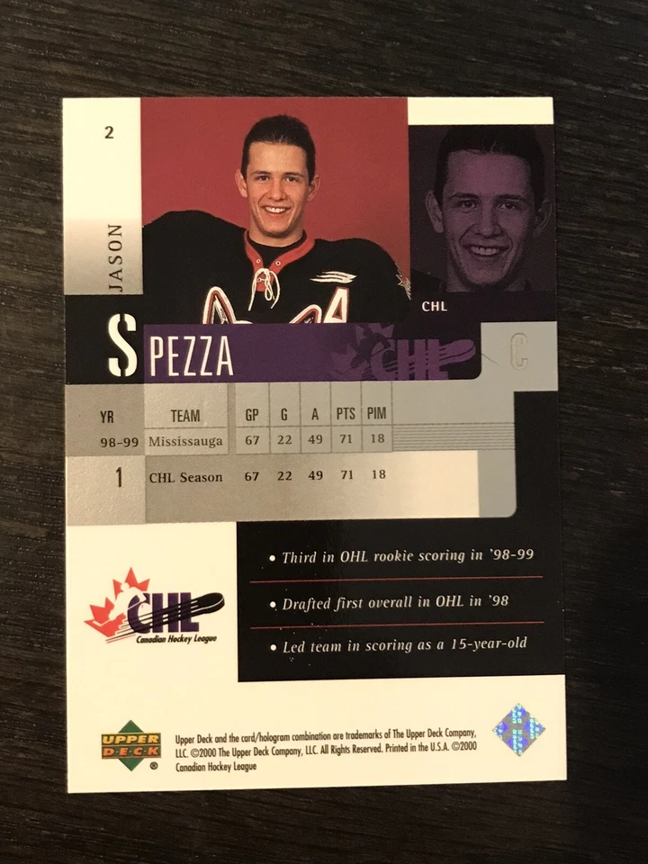 2000 Upper Deck Prospects Jason Spezza pre-RC #2 - Image 2 of 2