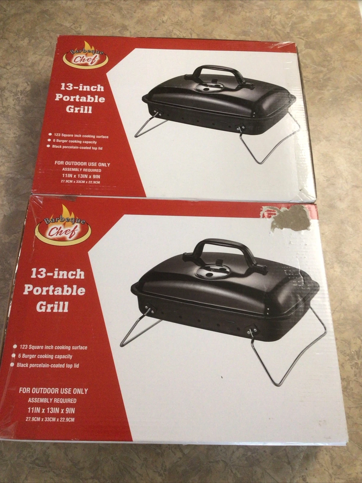 13-inch Folding Charcoal Grill By Barbeque Chef - 123 Sq. In Lot Of 2