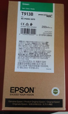 07/2026 New Genuine Epson T913B Green C13T913B00 HDX Ink 200ml SC-P5000/5070