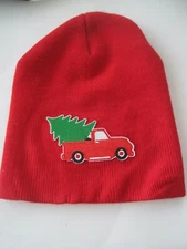 Red Snow Hat W/ Tree In Back Of Truck Gelante One Size AU 