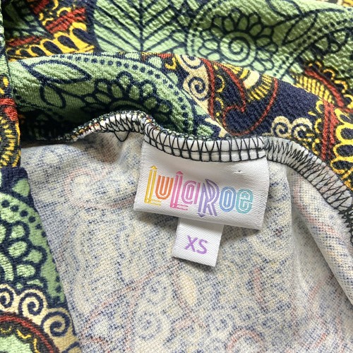 LuLaRoe Womens Cassie Skirt Size XS Pencil Straight Paisley Green Gold NWT - Picture 6 of 6