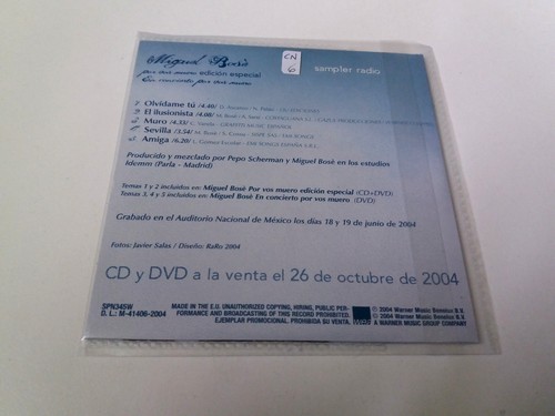 Miguel Bose "For You I Die Special Edition Sampler Radio" CD Single 5 Tracks - Picture 2 of 2