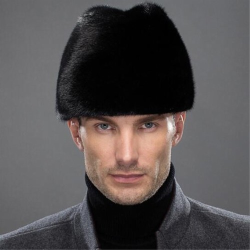 Men Full-pelt Mink Fur Bomber Hats with 