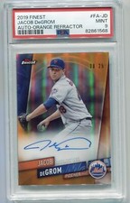 Jacob deGrom 2019 Topps Finest Orange Refractor Auto /25 Graded PSA 9 Rangers