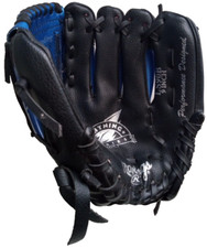 Rawlings Kids Baseball Glove Size 9 Right Hand Leather Black and Blue LS90B