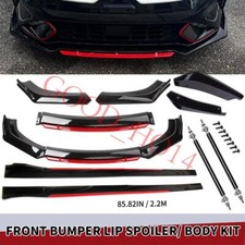 For Honda Civic Front Bumper Lip Spoiler Body Kitside Skirt Glossy Black-red