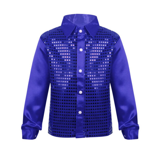 Gilet con paillettes glitterato bambino ragazzo camicia festa costume hip-hop danza jazz gilet - Foto 15 di 62