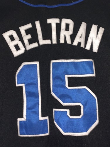Majestic Carlos Beltran #15 New York Mets Jersey Sz Medium Black Blue Orange - Picture 5 of 9