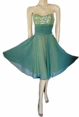 betsey johnson mermaid dress BETSEY JOHNSON SILK CHIFFON SEQUINS STRAPLESS PARTY DRESS IN MERMAID